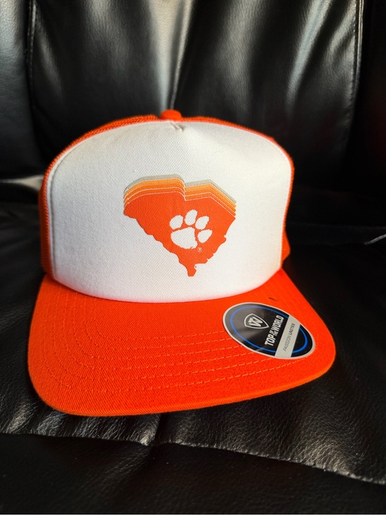 Top of the World Other - Clemson Tigers Top of the World Trucker Hat Orange/ White Snapback Paw Logo Cap